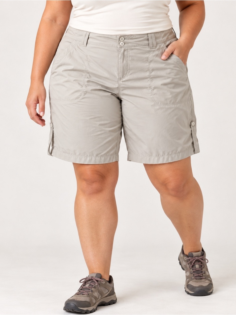 Cloudveil Hiking Shorts Womens XL Lightweight Outdoors Roll Up Beige Stretch